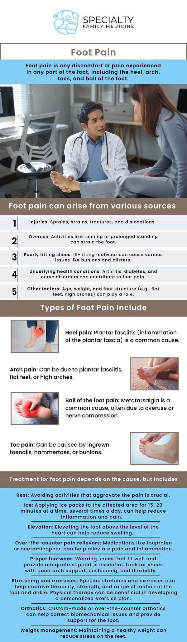 Foot pain can result from a variety of causes, including injuries, overuse, and underlying health conditions like arthritis or diabetes. It can significantly impact your ability to walk and perform daily activities. Board-certified Dr. Ayokunle Fatade at Specialty Family Medicine offers personalized care to help identify the cause of your pain and provide effective relief. For more information, contact us today or schedule an appointment online. We are conveniently located at 1599 NW 9th Ave, Suite 4, Boca Raton, FL 33486.